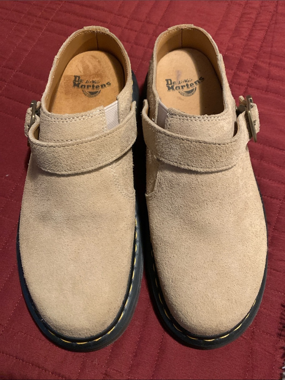 Dr. Martens women’s size 10 Beige Suede Monk Strap Slip-On Loafers